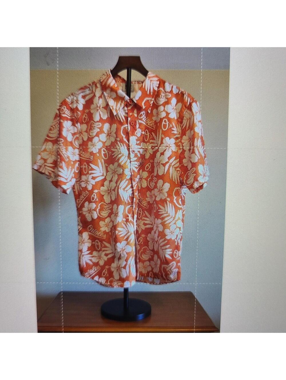 BDA MLB Baltimore Orioles Hawaiian Shirt Mens Medium Orange Exclusive Release